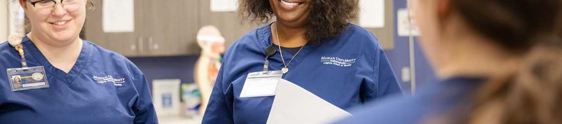 Marian nursing students in lab